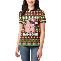 Hamsome Cute Pig Christmas Women Polo Shirt Xmas Holiday Patterns - Wonder Print Shop