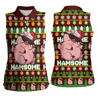 Hamsome Cute Pig Christmas Women Sleeveless Polo Shirt Xmas Holiday Patterns - Wonder Print Shop