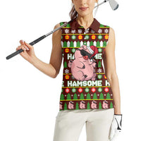 Hamsome Cute Pig Christmas Women Sleeveless Polo Shirt Xmas Holiday Patterns - Wonder Print Shop