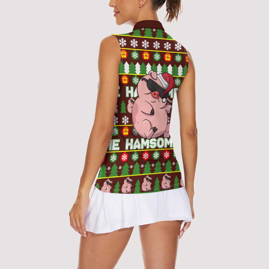 Hamsome Cute Pig Christmas Women Sleeveless Polo Shirt Xmas Holiday Patterns - Wonder Print Shop