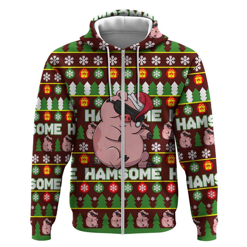 Hamsome Cute Pig Christmas Zip Hoodie Xmas Holiday Patterns - Wonder Print Shop