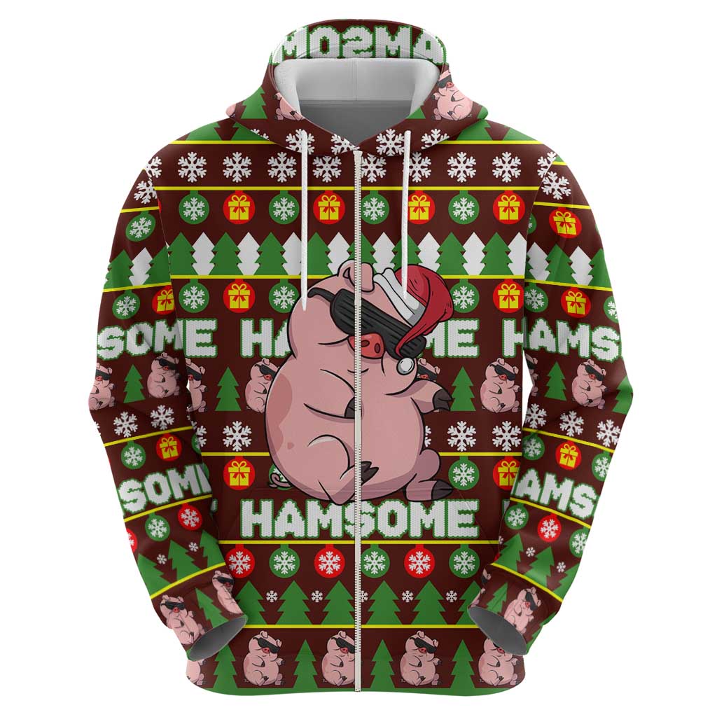 Hamsome Cute Pig Christmas Zip Hoodie Xmas Holiday Patterns - Wonder Print Shop