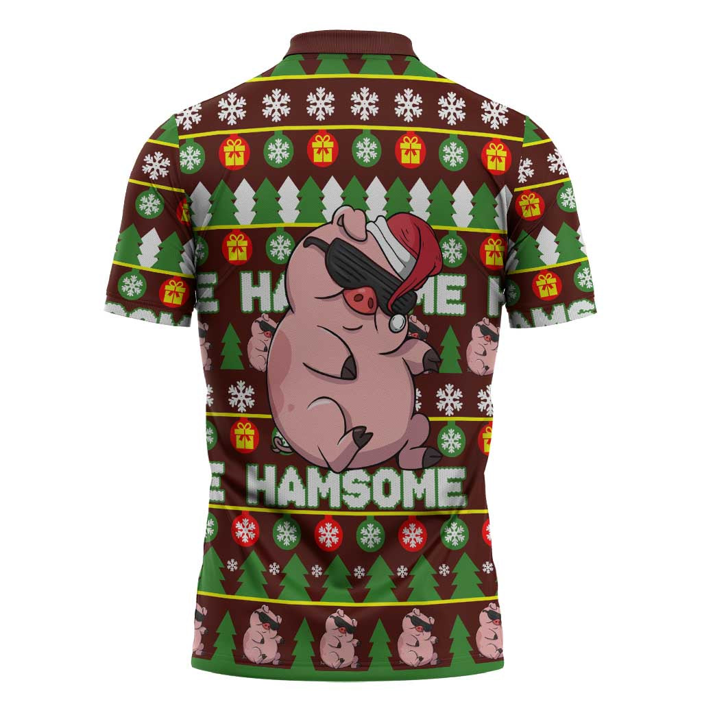 Hamsome Cute Pig Christmas Zipper Polo Shirt Xmas Holiday Patterns - Wonder Print Shop
