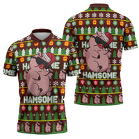 Hamsome Cute Pig Christmas Zipper Polo Shirt Xmas Holiday Patterns - Wonder Print Shop