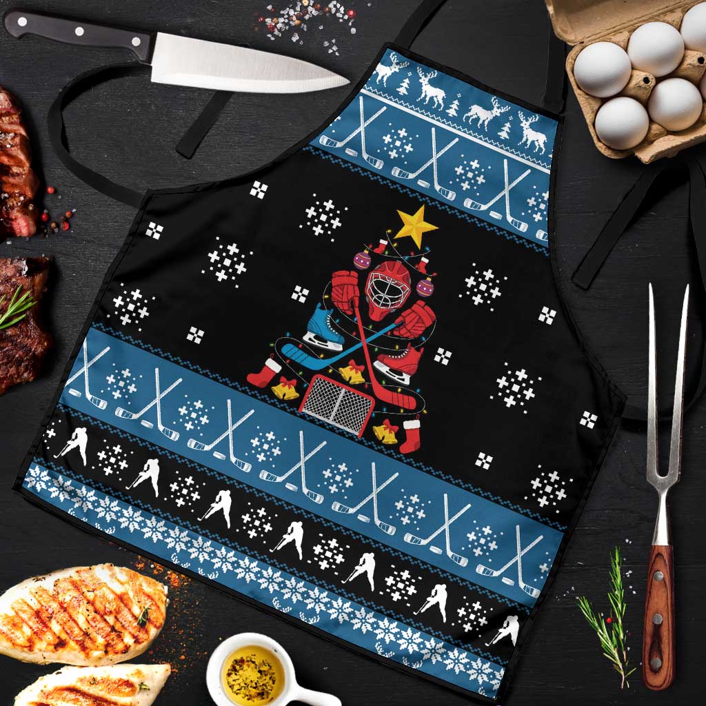 Happy Hockeyday Christmas Apron Xmas Holiday Patterns - Wonder Print Shop
