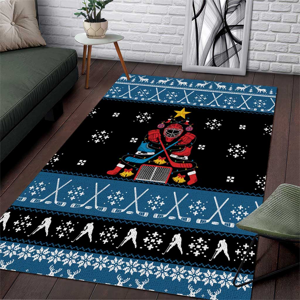 Happy Hockeyday Christmas Area Rug Xmas Holiday Patterns - Wonder Print Shop