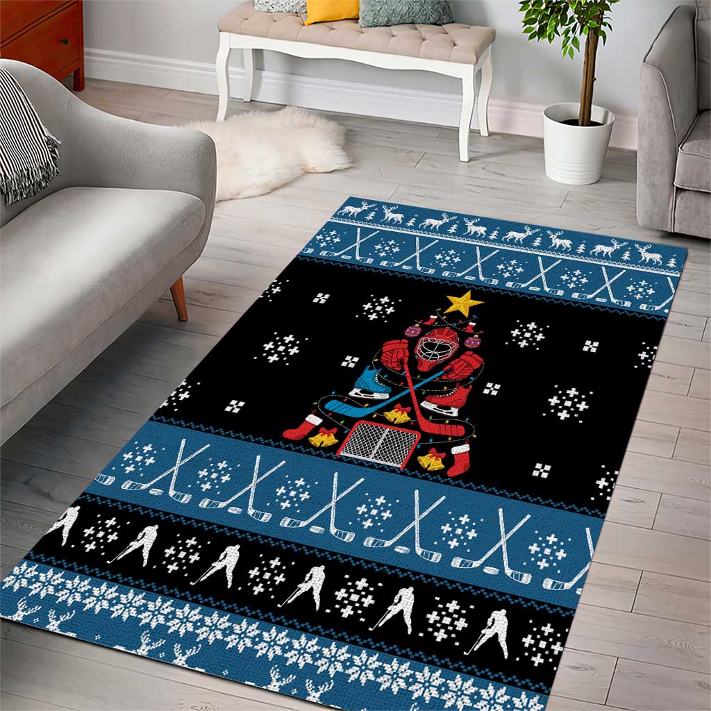 Happy Hockeyday Christmas Area Rug Xmas Holiday Patterns - Wonder Print Shop