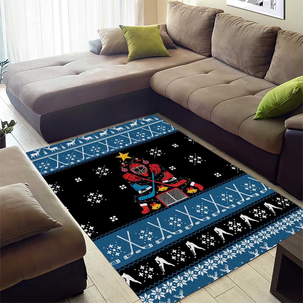 Happy Hockeyday Christmas Area Rug Xmas Holiday Patterns - Wonder Print Shop
