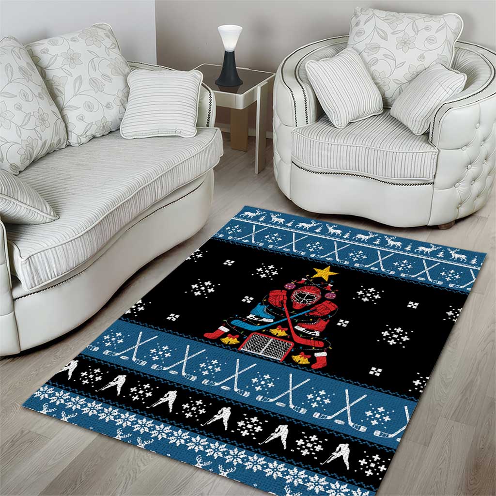 Happy Hockeyday Christmas Area Rug Xmas Holiday Patterns - Wonder Print Shop