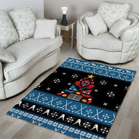 Happy Hockeyday Christmas Area Rug Xmas Holiday Patterns - Wonder Print Shop