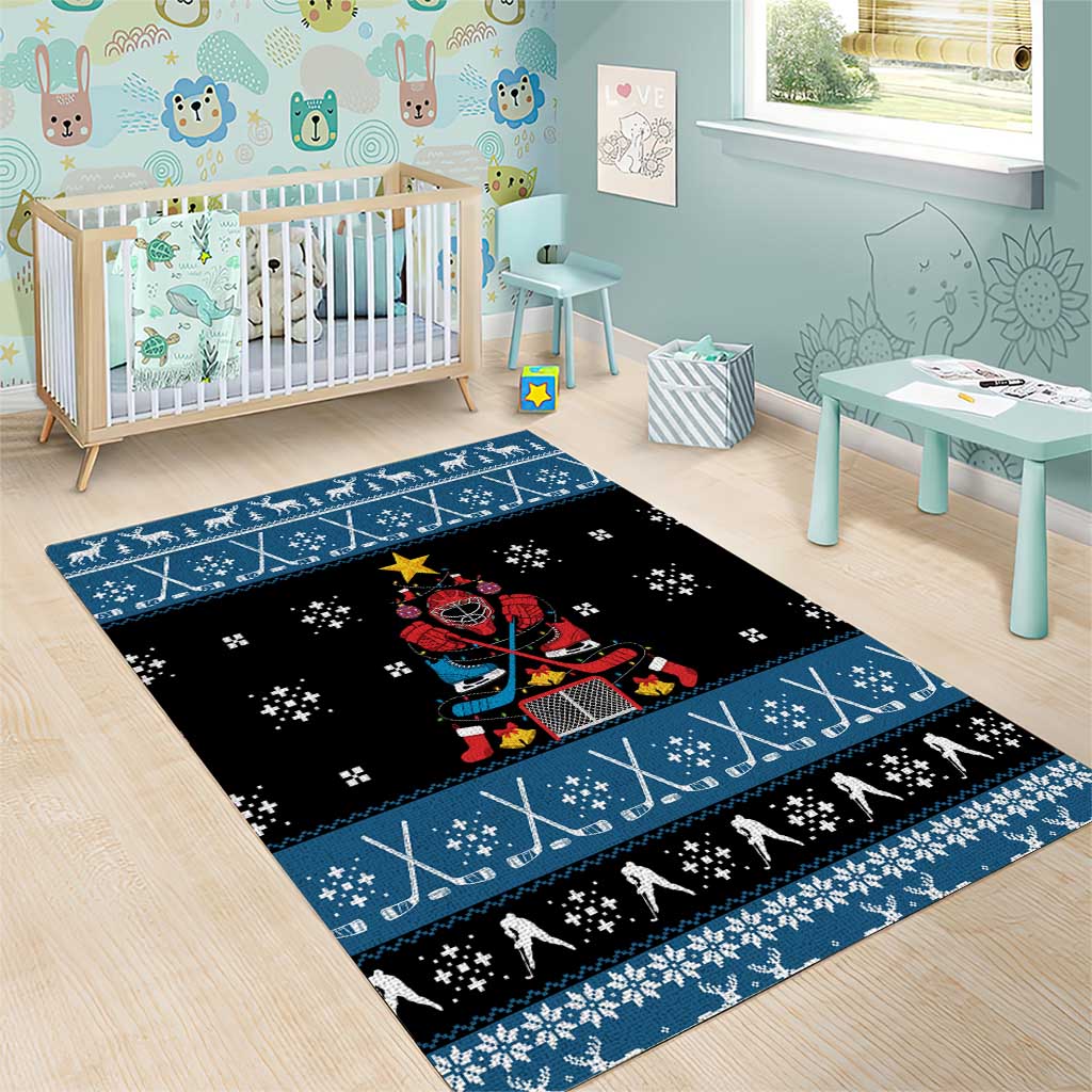 Happy Hockeyday Christmas Area Rug Xmas Holiday Patterns - Wonder Print Shop