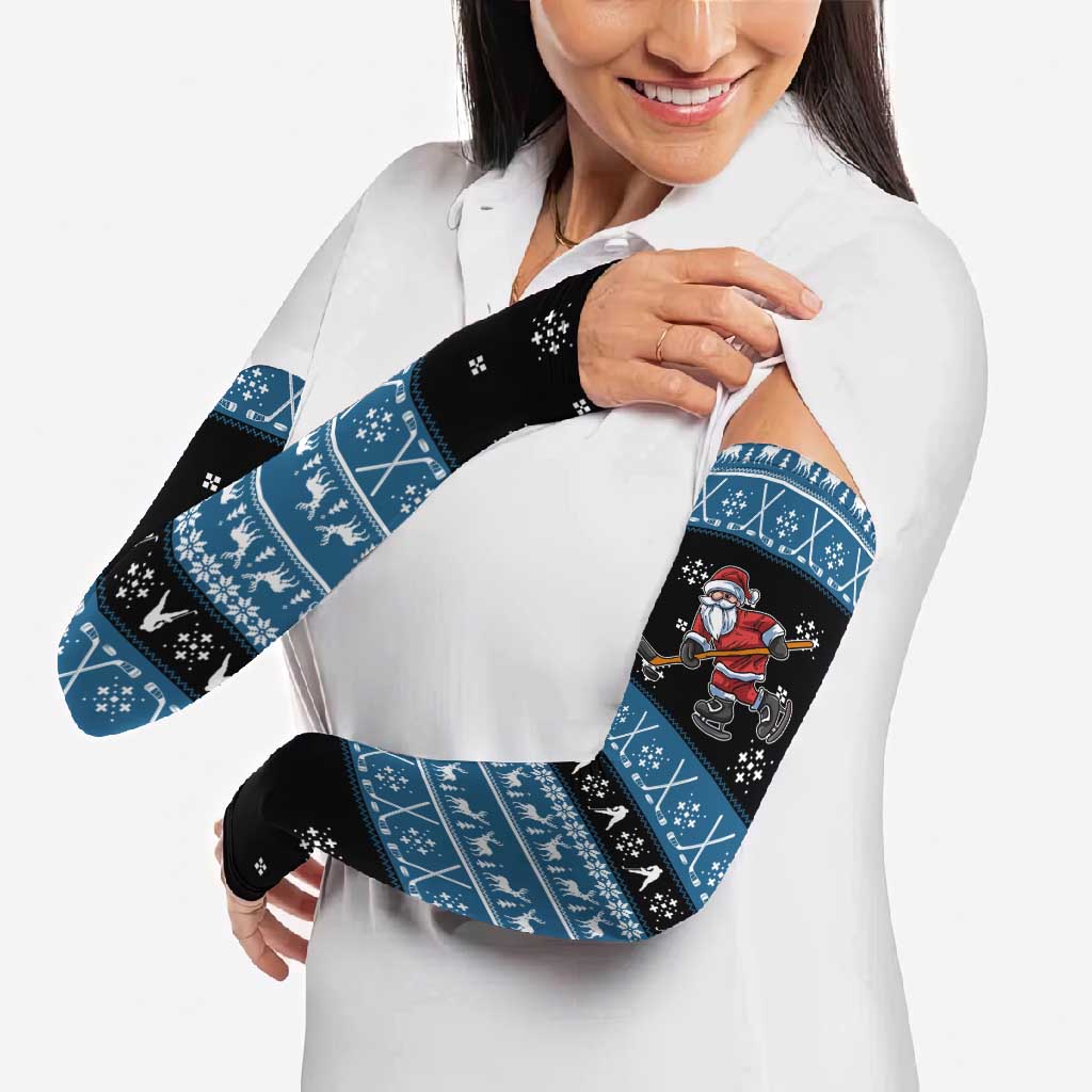 Happy Hockeyday Christmas Arm Sleeves Xmas Holiday Patterns - Wonder Print Shop