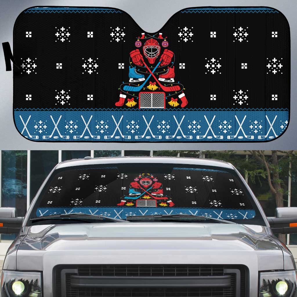 Happy Hockeyday Christmas Auto Sun Shade Xmas Holiday Patterns - Wonder Print Shop