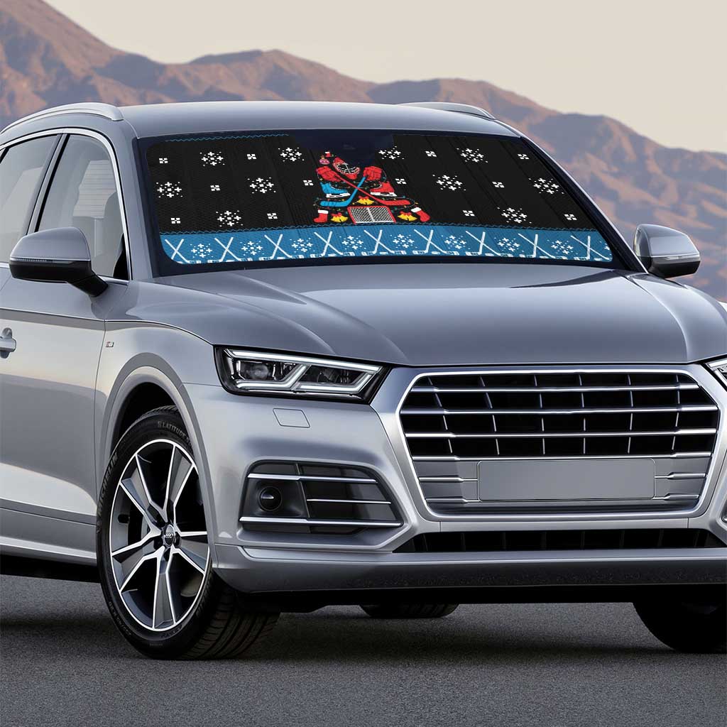 Happy Hockeyday Christmas Auto Sun Shade Xmas Holiday Patterns - Wonder Print Shop