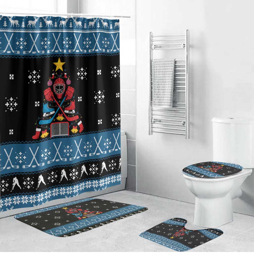 Happy Hockeyday Christmas Bathroom Set Xmas Holiday Patterns - Wonder Print Shop