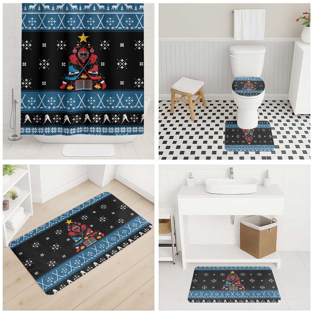 Happy Hockeyday Christmas Bathroom Set Xmas Holiday Patterns - Wonder Print Shop