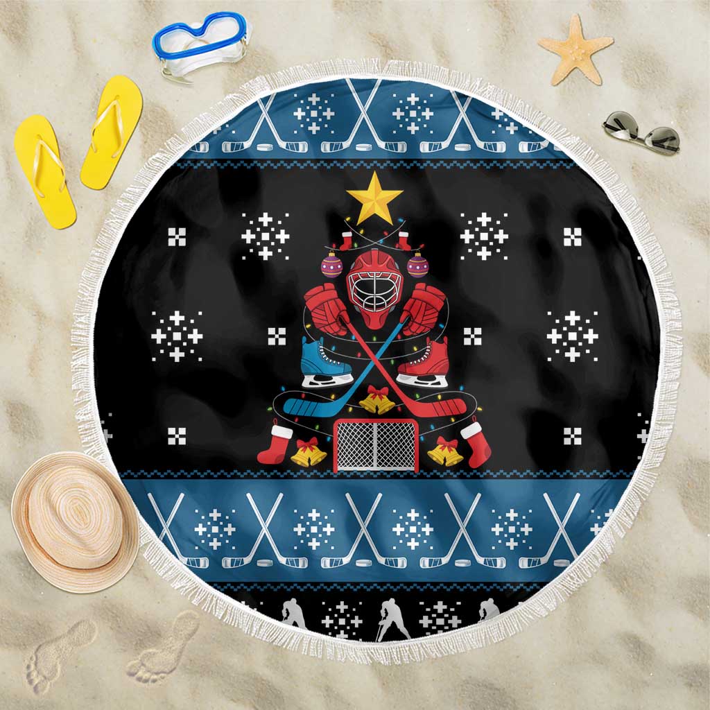 Happy Hockeyday Christmas Beach Blanket Xmas Holiday Patterns - Wonder Print Shop
