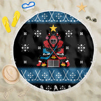 Happy Hockeyday Christmas Beach Blanket Xmas Holiday Patterns - Wonder Print Shop