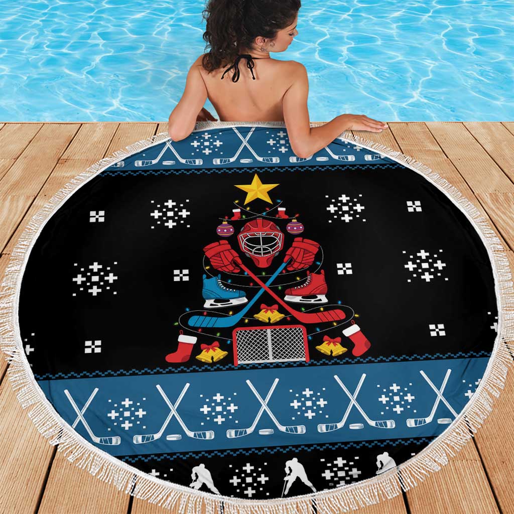Happy Hockeyday Christmas Beach Blanket Xmas Holiday Patterns - Wonder Print Shop