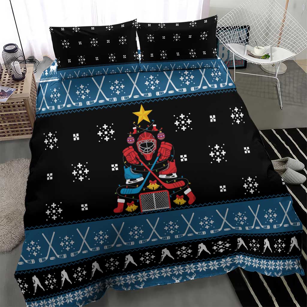 Happy Hockeyday Christmas Bedding Set Xmas Holiday Patterns - Wonder Print Shop