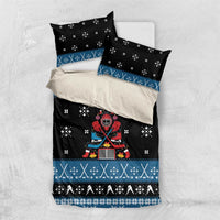 Happy Hockeyday Christmas Bedding Set Xmas Holiday Patterns - Wonder Print Shop