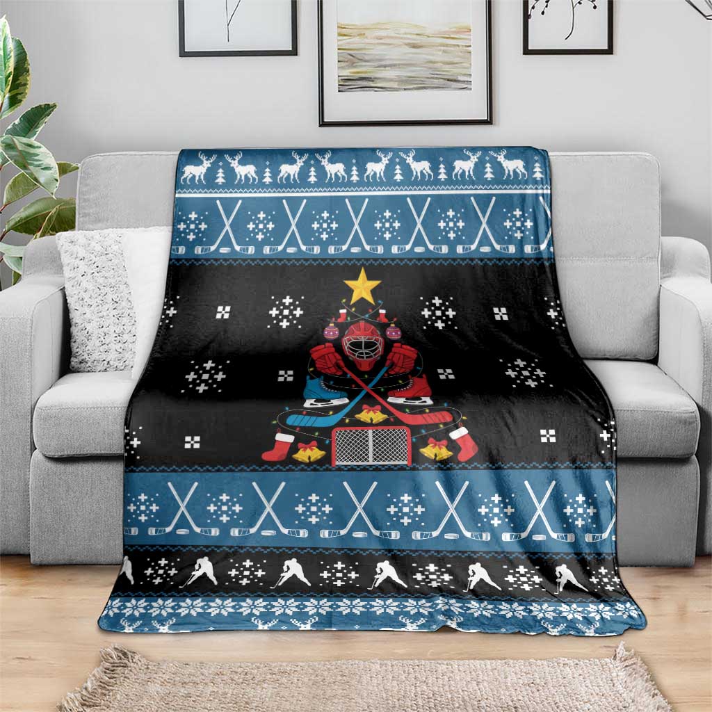 Happy Hockeyday Christmas Blanket Xmas Holiday Patterns - Wonder Print Shop