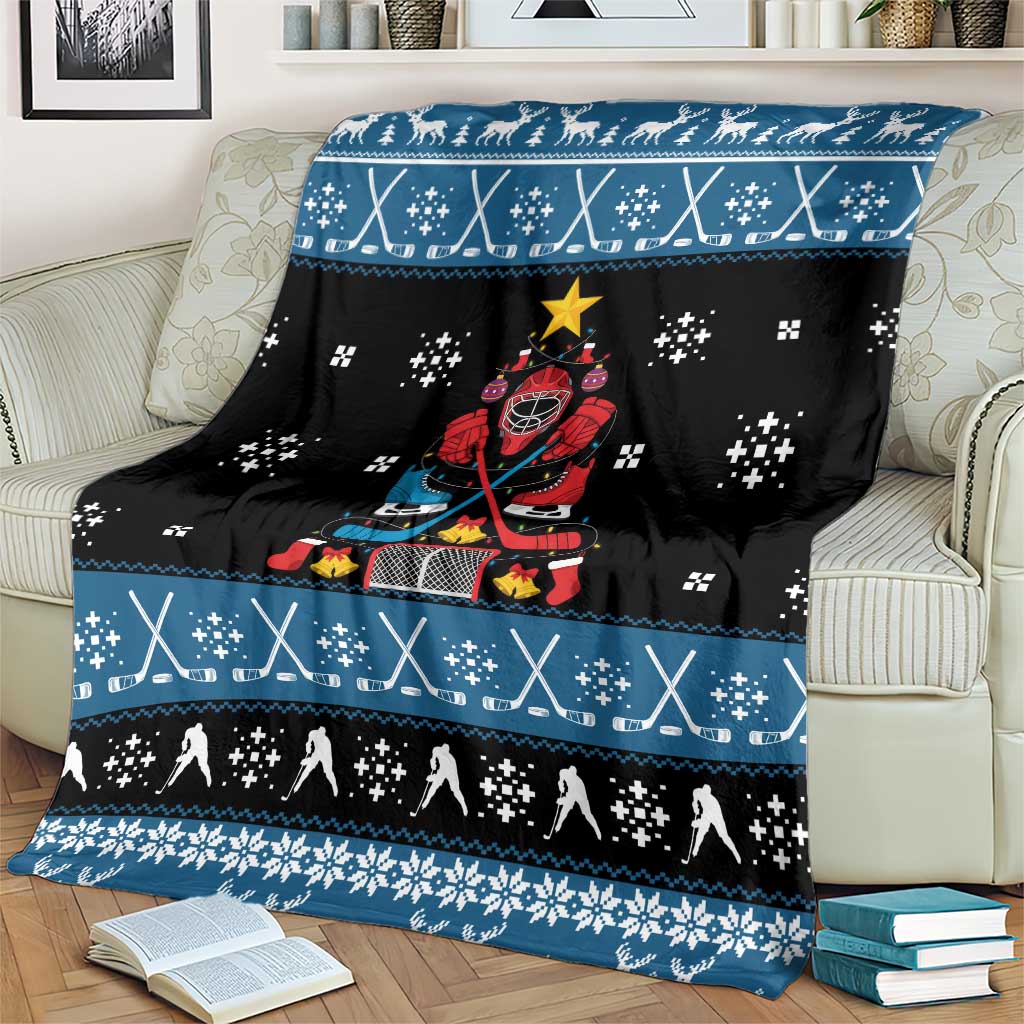 Happy Hockeyday Christmas Blanket Xmas Holiday Patterns - Wonder Print Shop
