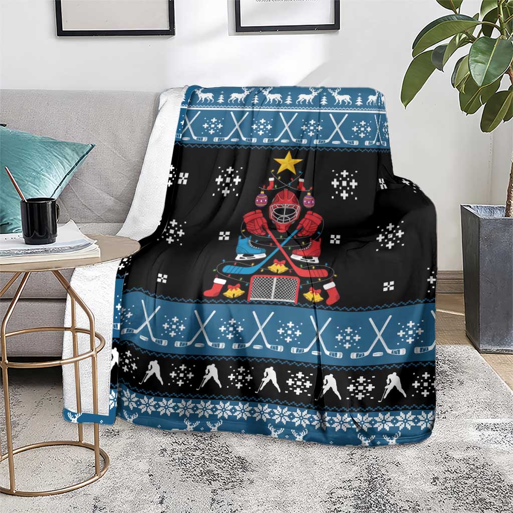 Happy Hockeyday Christmas Blanket Xmas Holiday Patterns - Wonder Print Shop