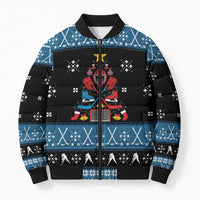Happy Hockeyday Christmas Bomber Puffer Jacket Xmas Holiday Patterns - Wonder Print Shop