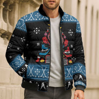 Happy Hockeyday Christmas Bomber Puffer Jacket Xmas Holiday Patterns - Wonder Print Shop