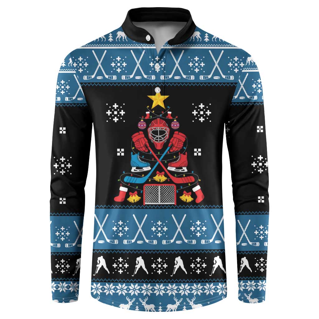 Happy Hockeyday Christmas Button Sweatshirt Xmas Holiday Patterns - Wonder Print Shop