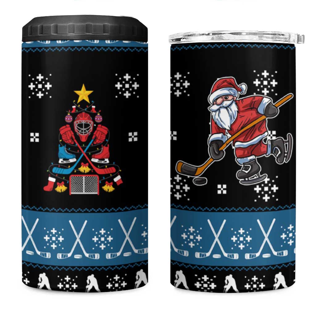 Happy Hockeyday Christmas 4 in 1 Can Cooler Tumbler Xmas Holiday Patterns - Wonder Print Shop