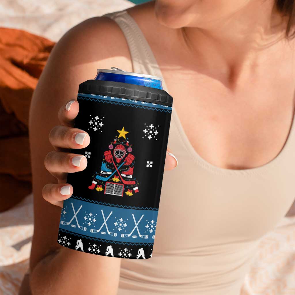 Happy Hockeyday Christmas 4 in 1 Can Cooler Tumbler Xmas Holiday Patterns - Wonder Print Shop