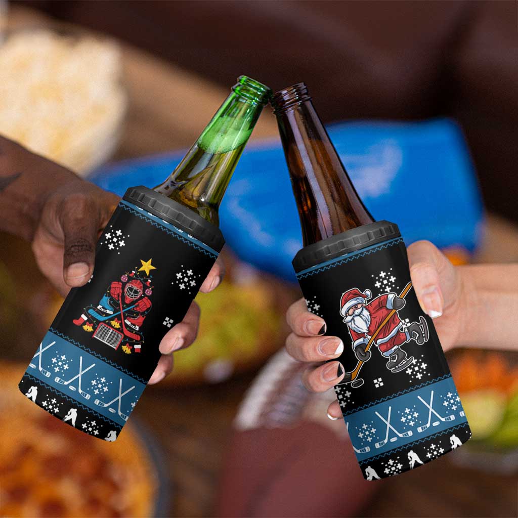 Happy Hockeyday Christmas 4 in 1 Can Cooler Tumbler Xmas Holiday Patterns - Wonder Print Shop