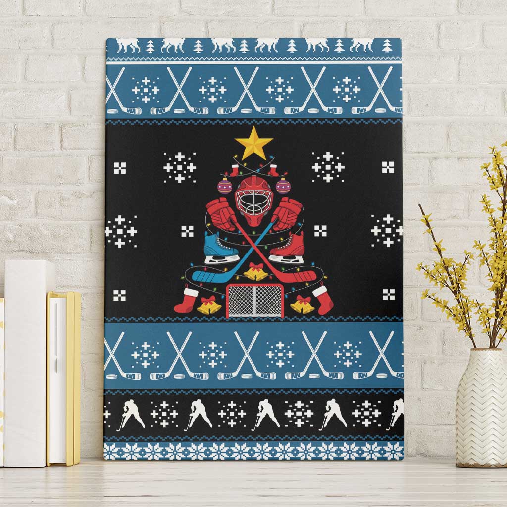 Happy Hockeyday Christmas Canvas Wall Art Xmas Holiday Patterns - Wonder Print Shop