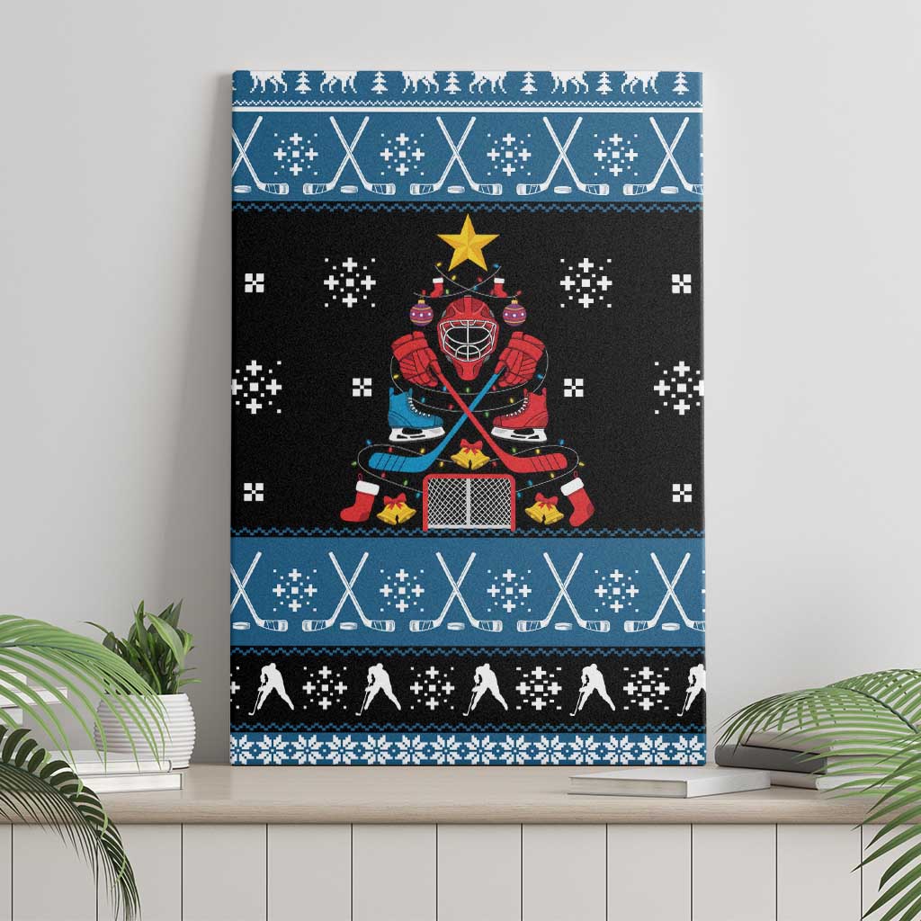 Happy Hockeyday Christmas Canvas Wall Art Xmas Holiday Patterns - Wonder Print Shop