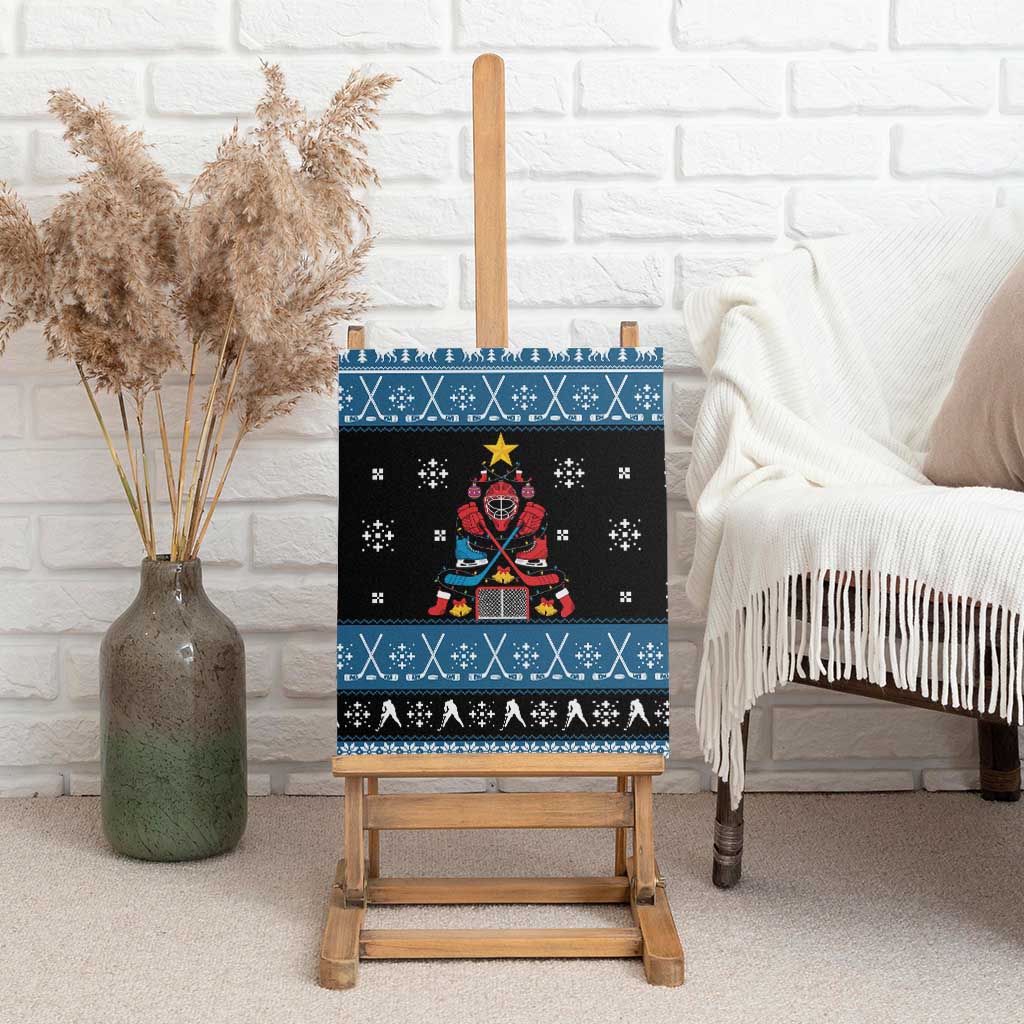 Happy Hockeyday Christmas Canvas Wall Art Xmas Holiday Patterns - Wonder Print Shop