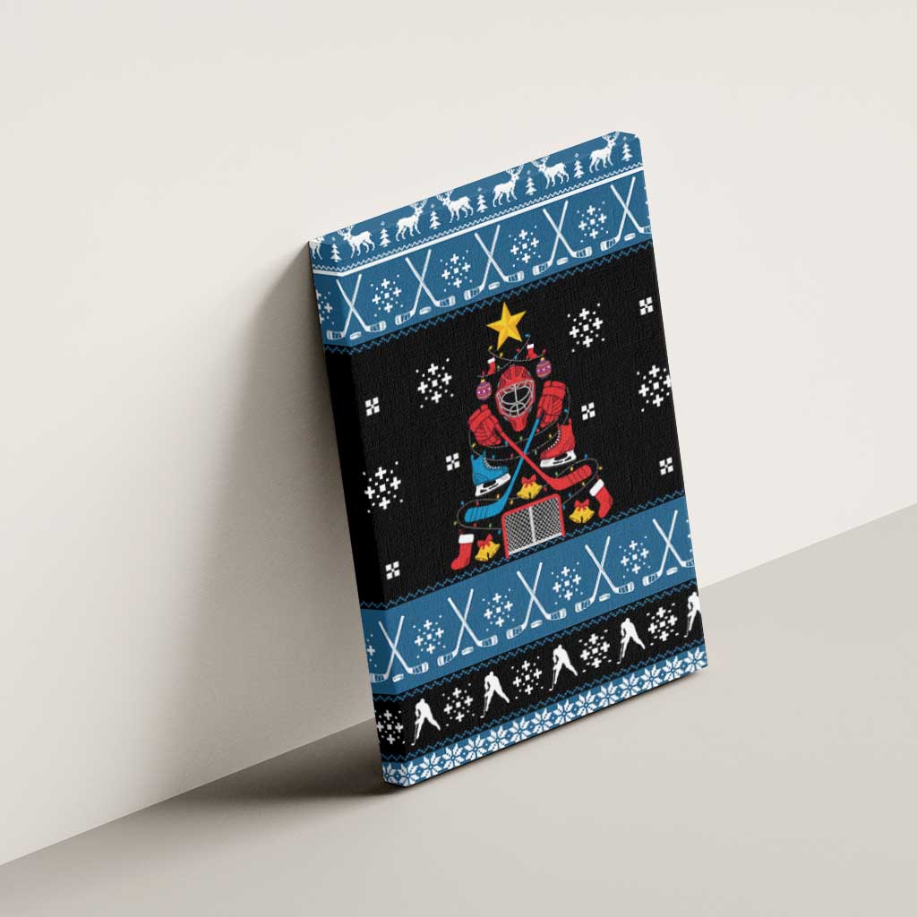 Happy Hockeyday Christmas Canvas Wall Art Xmas Holiday Patterns - Wonder Print Shop