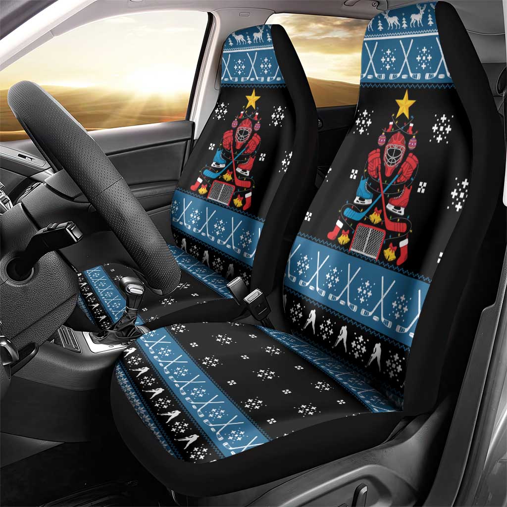 Happy Hockeyday Christmas Car Seat Cover Xmas Holiday Patterns - Wonder Print Shop