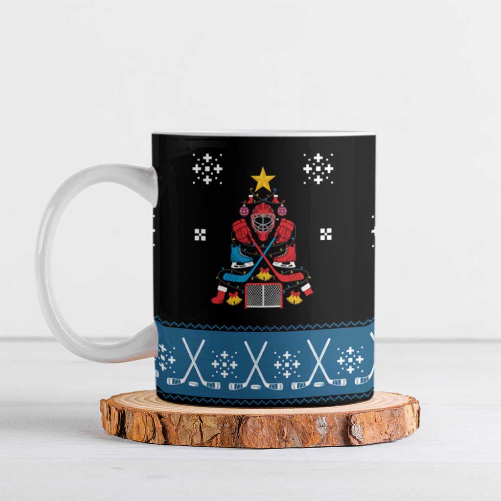 Happy Hockeyday Christmas Ceramic Mug Xmas Holiday Patterns - Wonder Print Shop
