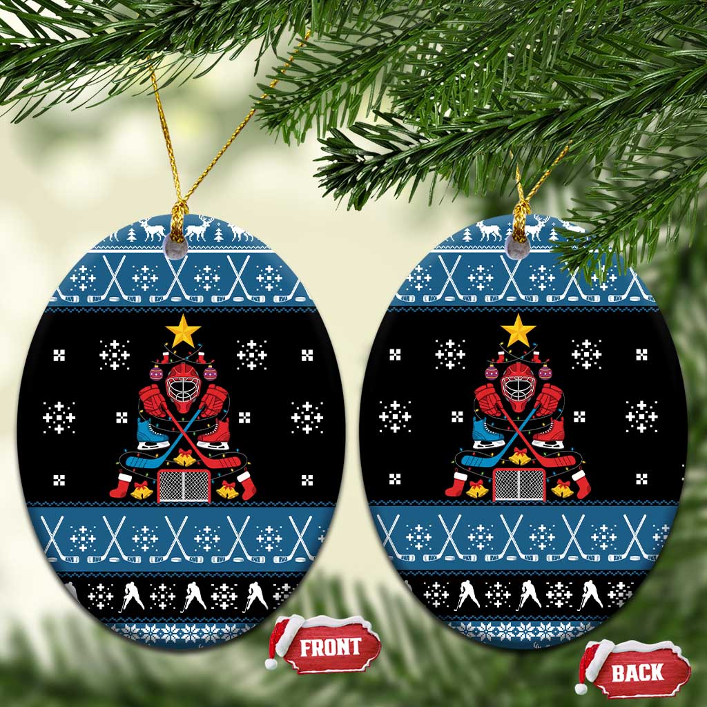 Happy Hockeyday Christmas Ceramic Ornament Xmas Holiday Patterns - Wonder Print Shop