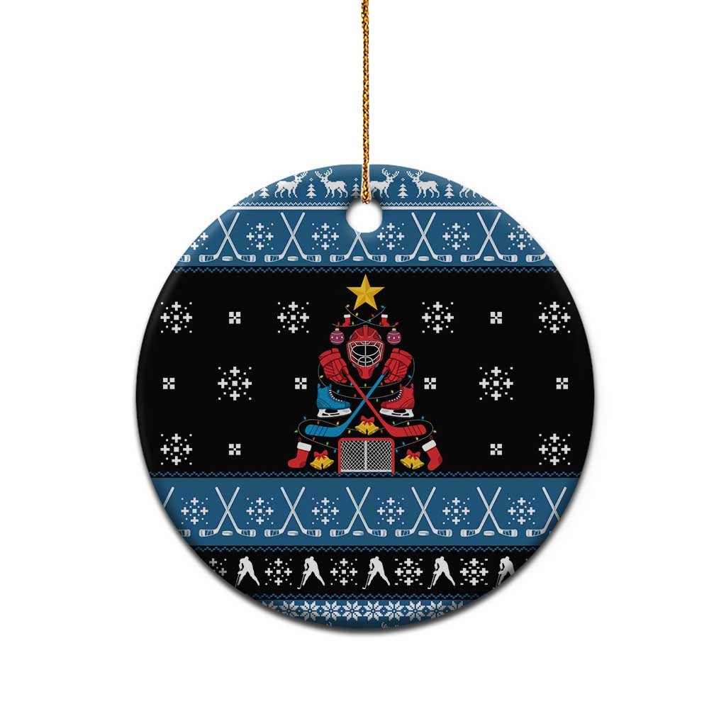 Happy Hockeyday Christmas Ceramic Ornament Xmas Holiday Patterns - Wonder Print Shop