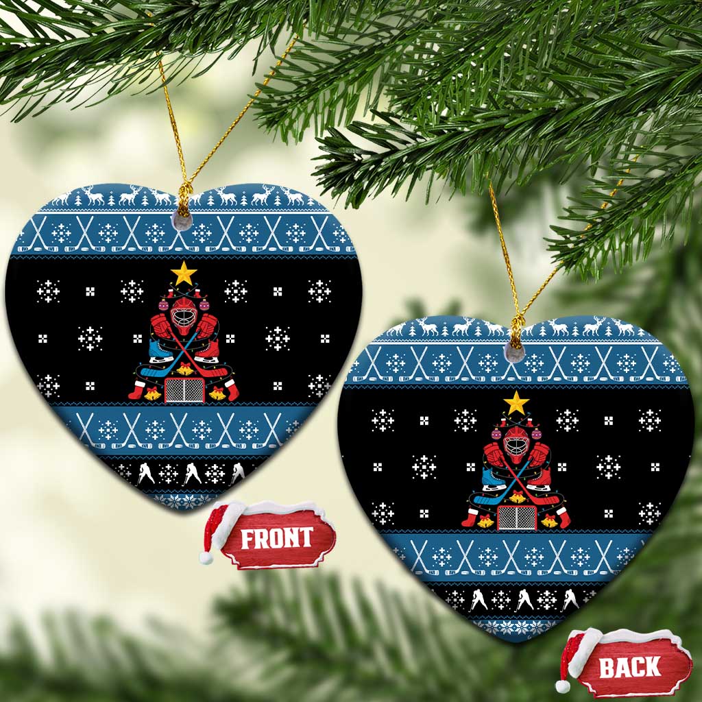 Happy Hockeyday Christmas Ceramic Ornament Xmas Holiday Patterns - Wonder Print Shop