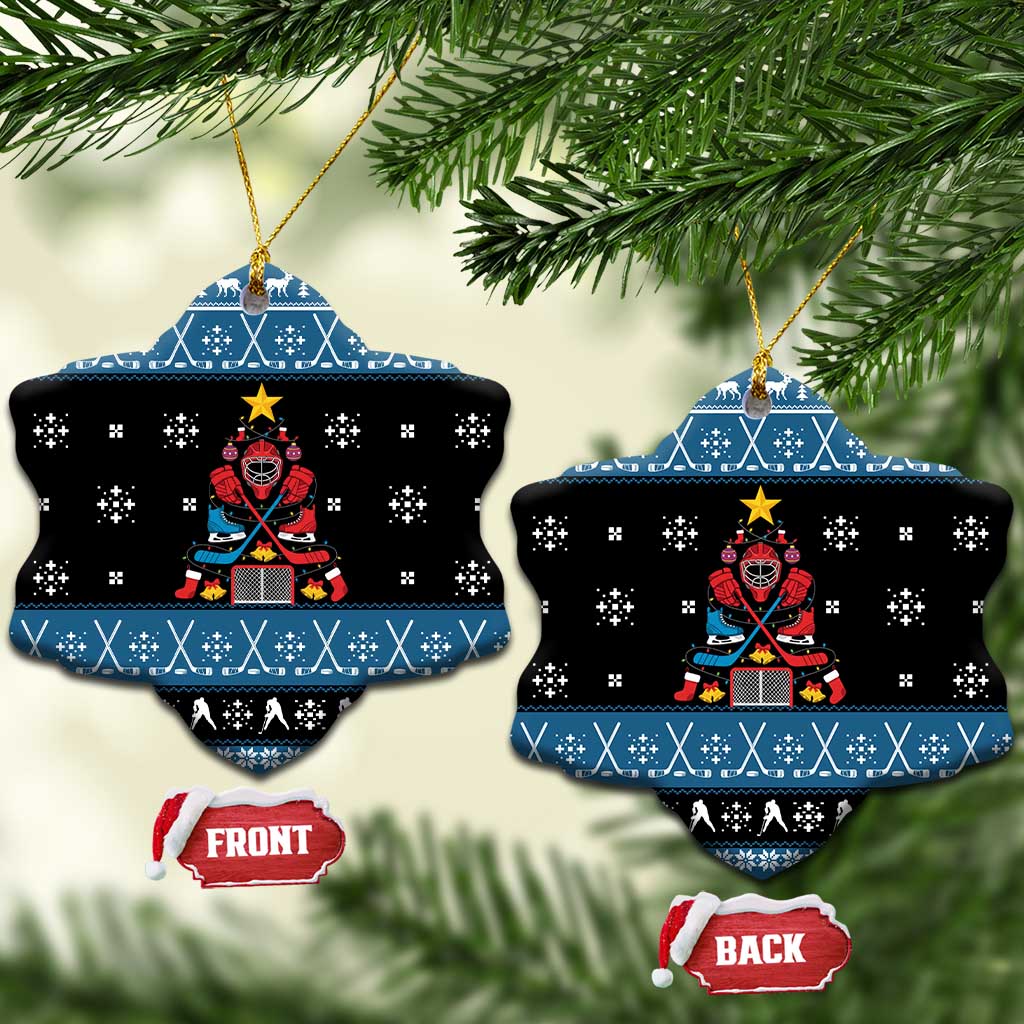 Happy Hockeyday Christmas Ceramic Ornament Xmas Holiday Patterns - Wonder Print Shop