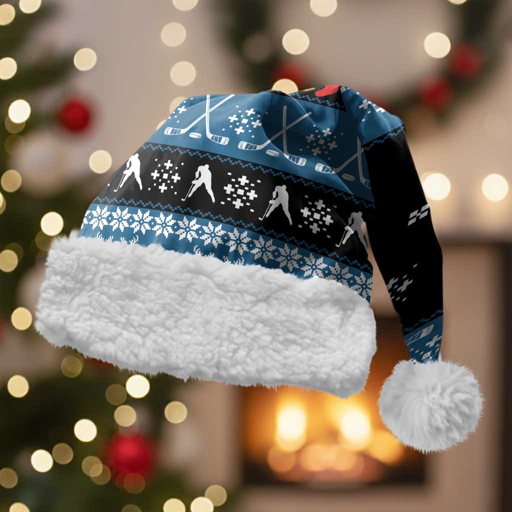 Happy Hockeyday Christmas Santa Hat Xmas Holiday Patterns - Wonder Print Shop