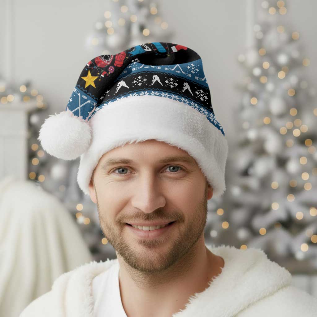 Happy Hockeyday Christmas Santa Hat Xmas Holiday Patterns - Wonder Print Shop