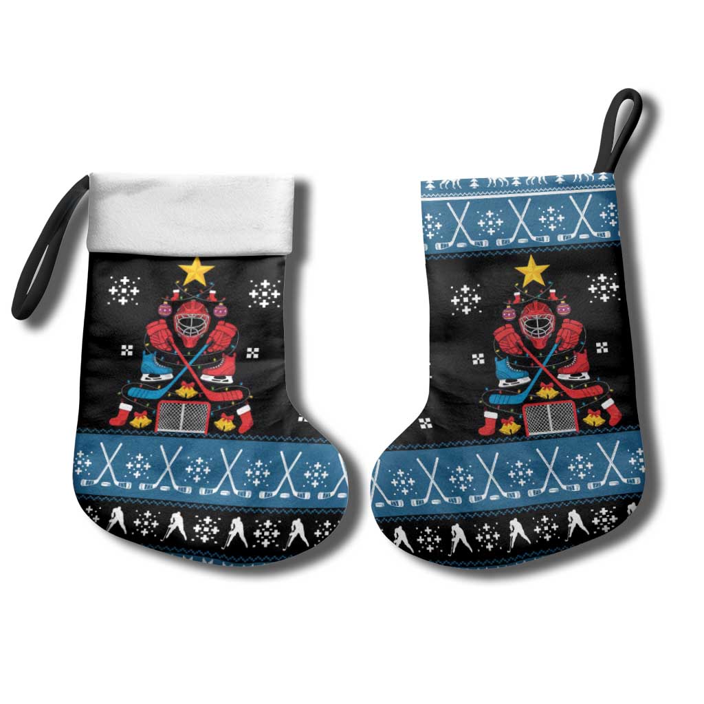 Happy Hockeyday Christmas Stocking Xmas Holiday Patterns - Wonder Print Shop