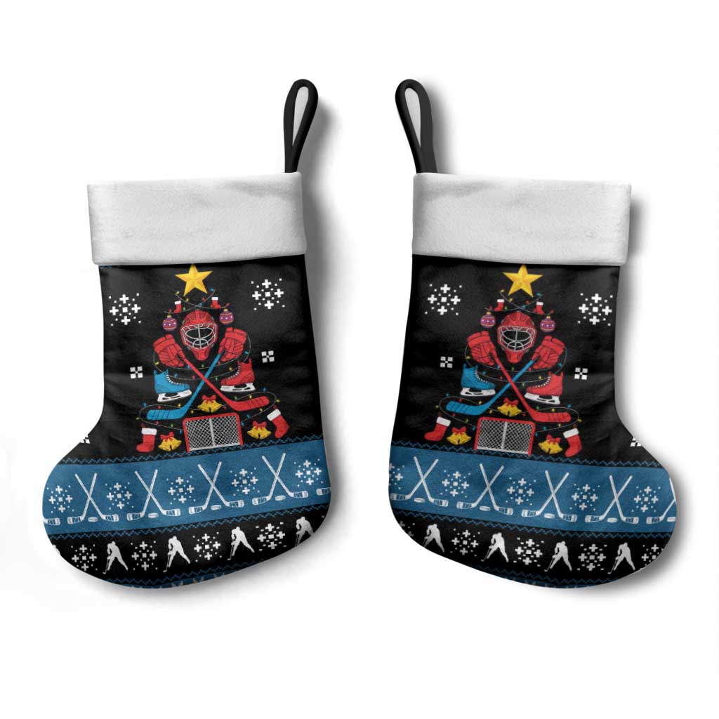Happy Hockeyday Christmas Stocking Xmas Holiday Patterns - Wonder Print Shop