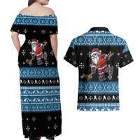 Happy Hockeyday Christmas Couples Matching Off Shoulder Maxi Dress and Hawaiian Shirt Xmas Holiday Patterns - Wonder Print Shop