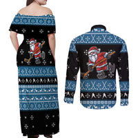 Happy Hockeyday Christmas Couples Matching Off Shoulder Maxi Dress and Long Sleeve Button Shirt Xmas Holiday Patterns - Wonder Print Shop